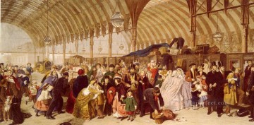 ウィリアム・パウエル・フリス Painting - 鉄道駅のビクトリア朝の社交界 ウィリアム・パウエル・フリス